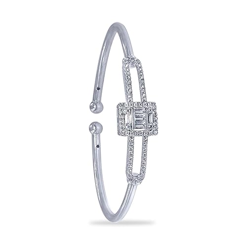 925 Sterling Silver Solitaire CZ Bangle For Women