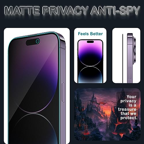 Image of ArmourPro Matte Privacy Tempered Glass for iPhone 14 Pro (6.1 Inch) with Edge-to-Edge Protector, Full Screen Coverage and Easy Installation kit (Pack of 2)