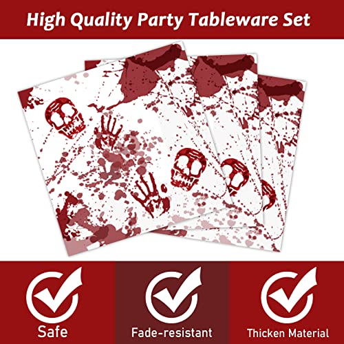 96 Pcs Halloween Bloody Theme Plates And Napkins Party Supplies Halloween Zombie Skull Bloody Good Time Party Tableware Set Halloween Party Decorations Favors For Birthday Baby Shower For 24 Guests #TOP2