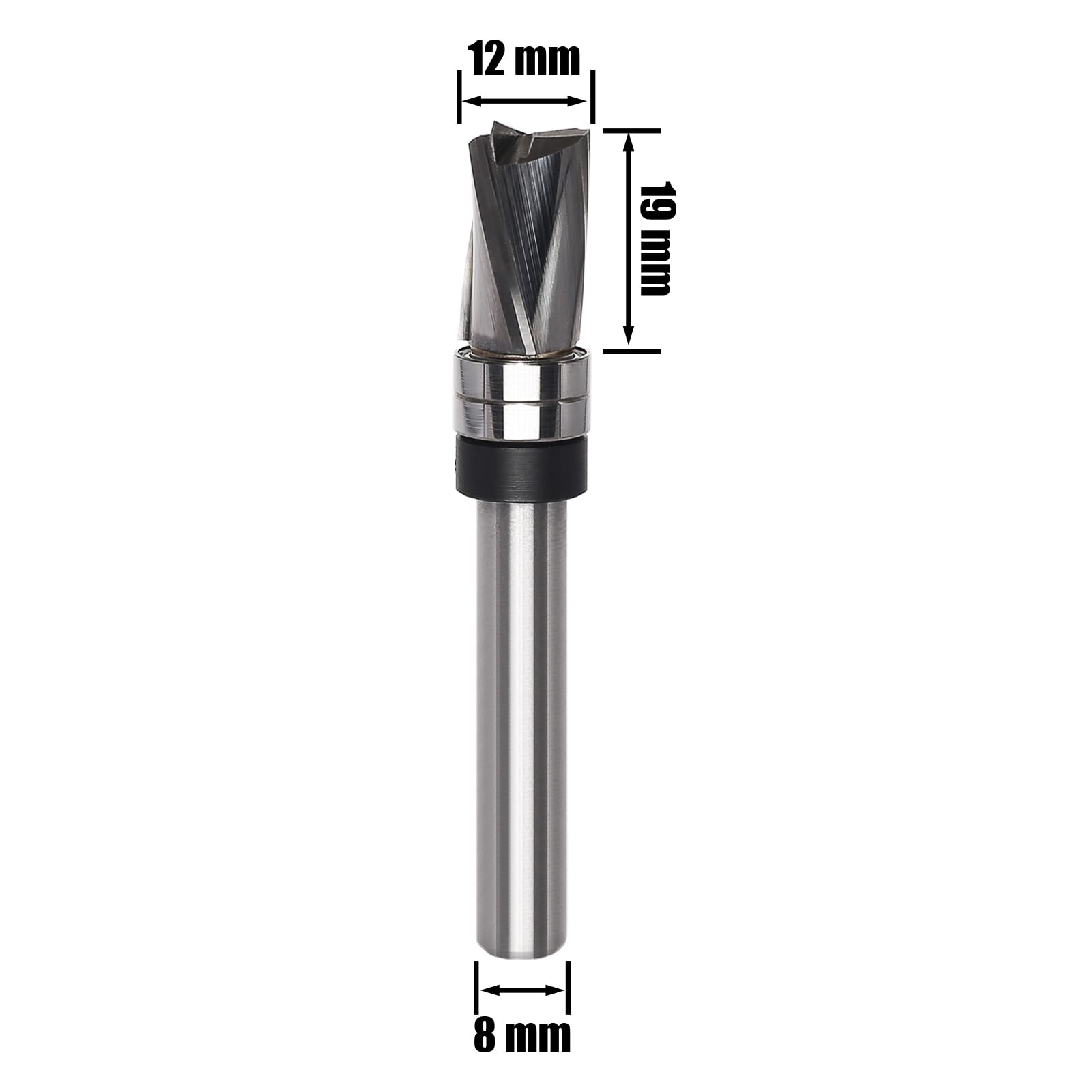 AKYLIN Omkeerplaten, kantenfrees, 8 mm schacht, 2-zijdig verwisselbaar hardmetalen lemmet, kantenfrees, bovenfrees met kogellagers, houtfrees voor randbewerking
