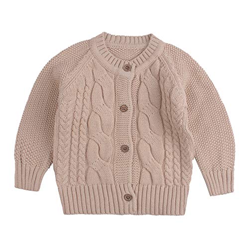 Twist Baby Boys Sweater Cotton Long Sleeve Cardigan for Boys Infant Toddler Sweaters Autumn Winter (Khaki 2, XS)