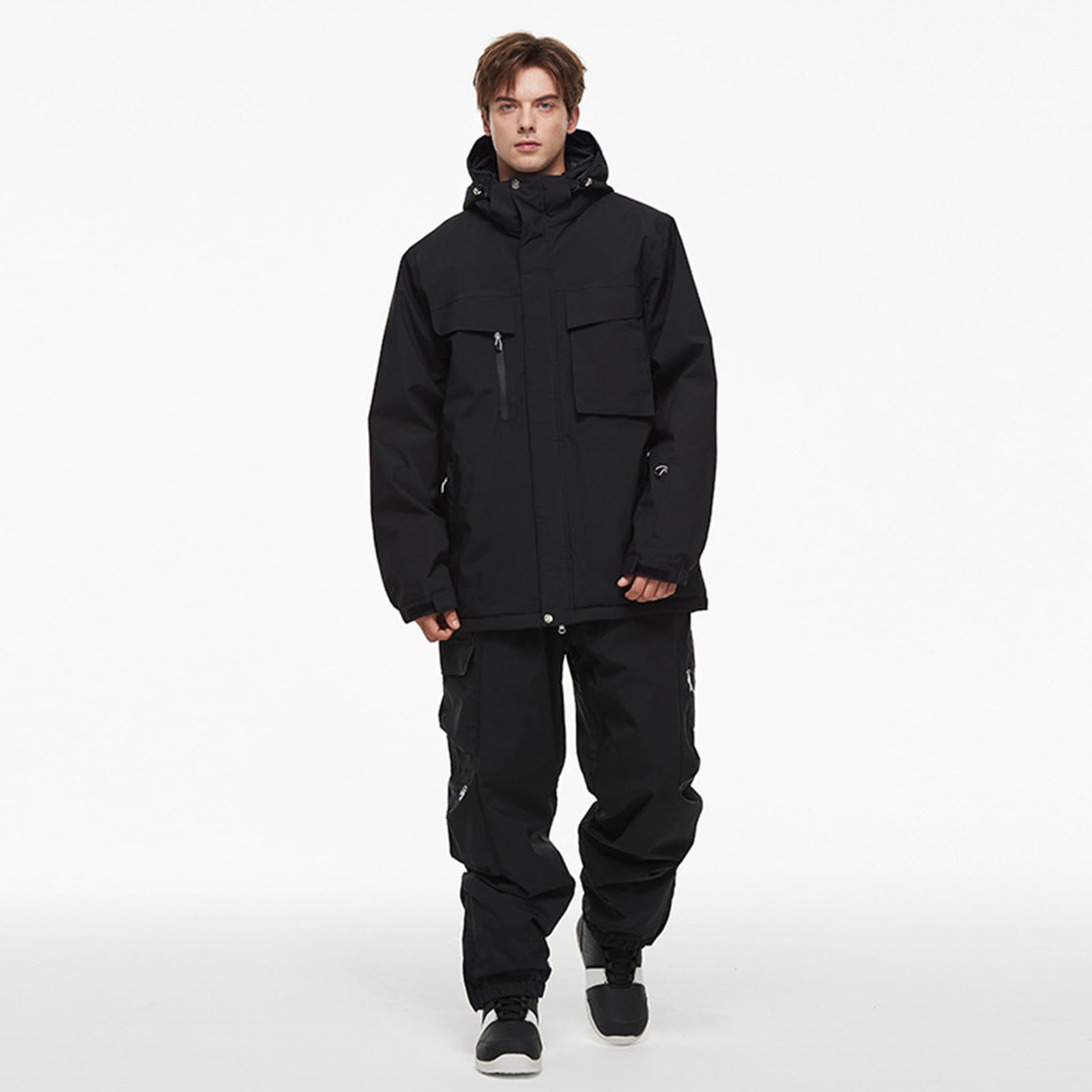 Tenue de Ski Homme Femme Hiver Chaude Épais Ensemble Ski Unisexe avec Veste Softshell Impermeable et Pantalon Imperméable Ensemble Hiver 2 Pièces Combinaison de Neige Snowboard Vêtements Imperméables