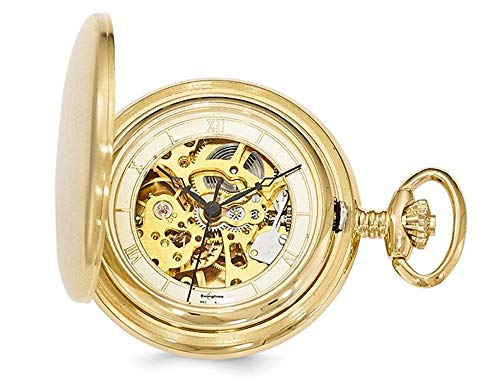 Gem And Harmony Gold-Finish Brass Mechanical Gear View Pocket Watch 42mm