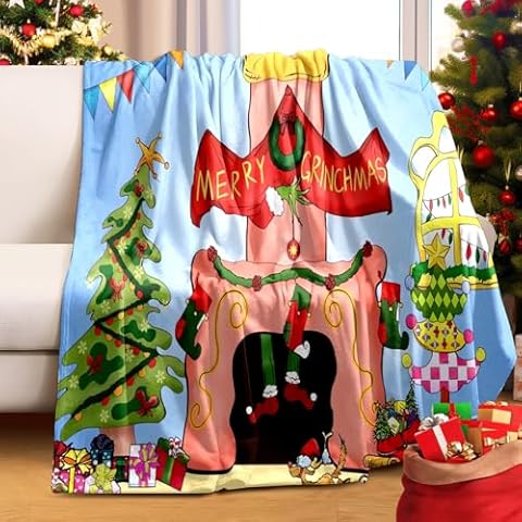 Christmas Tree Holiday Throw Blankets Soft Warm Fleece Lightweight 50in×60in Blanket for Women Men Cozy Couch Living Room Decor Bed Essentials Cover