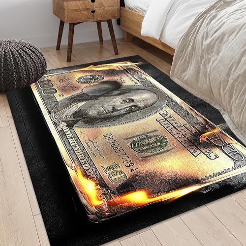 Tapete moderno 4x6 para sala con diseño dólar miniatura 5