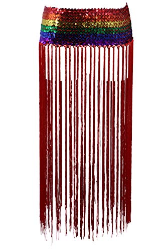 Arsimus Stretchy Sequin Belt with Fringes