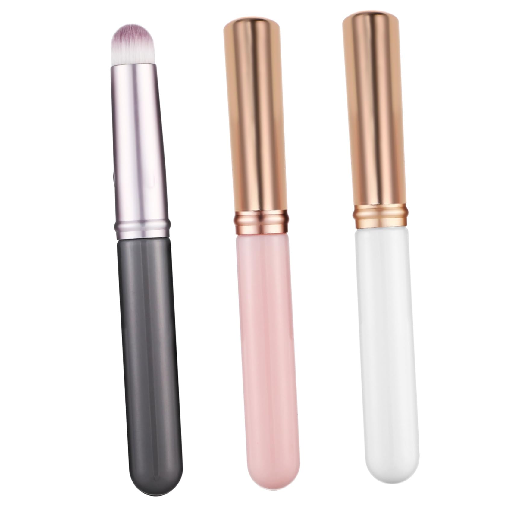 LIFKOME 3Pcs Concealer Brushes with Caps Travel Friendly Makeup Applicator for Liquid Synthetic Fibers for Precise Application Comfortable Grip
