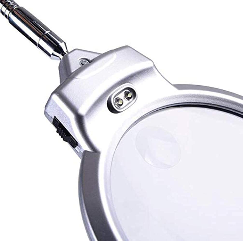 Szkło powiększające z podświetleniem LED 2X 5X Lupa biurkowa - składana lupa bez użycia rąk Jumbo 5,1-calowa soczewka - szkło powiększające z lupą do czytania ze światłem Safehappy