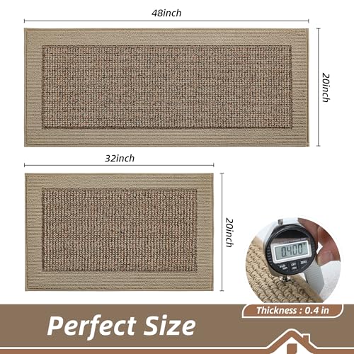BEQHAUSE Kitchen Rugs and Mats Set of 2 Non-Slip Kitchen Mats for Floor, Absorbent and Stain Resistant Kitchen Runner, Machine Washable Rugs for Kitchen, Laundry & Sink, 20