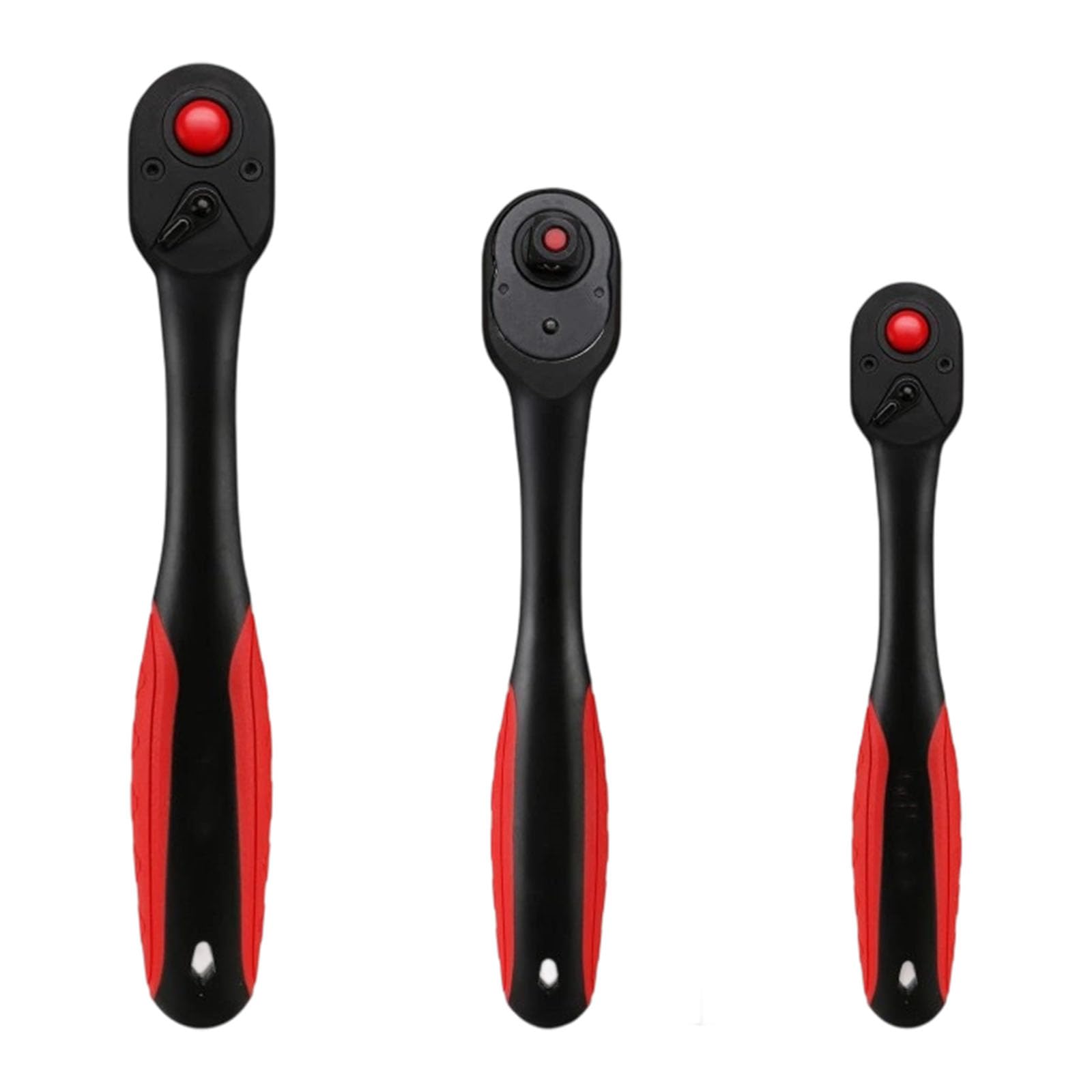 Hsioluted Red 3Piece 72Tooth Handle Ratcheting Wrench Set High Spanner High Hardness Steel For Tight Space And Heavy Dutys Use Professional Three-Piece Ratchet Wrench Set