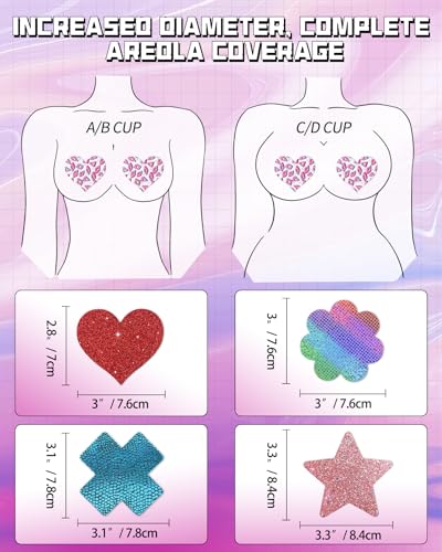 Image of CICKEE Pasties Rave Pack 27 Pairs Multicolor Nipple Covers Pasties Glitter Pasty