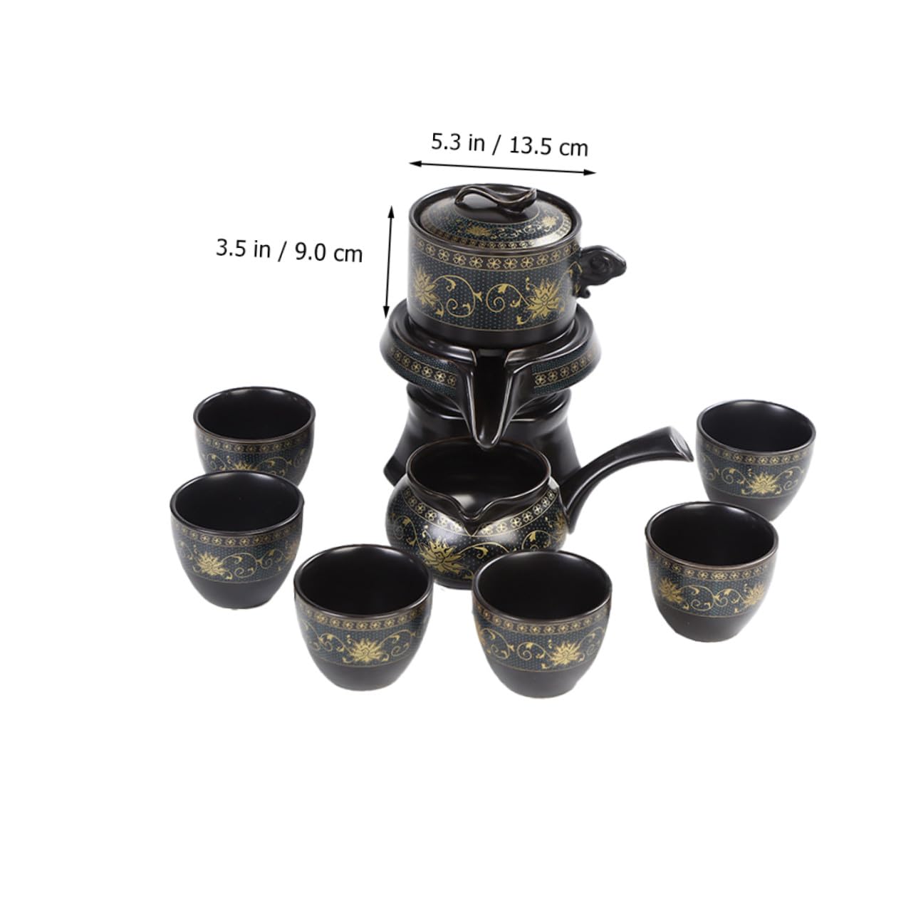 ERINGOGO Keramik Teekannen Satz in Schwarz mit Retro Design Halbautomatisch und Vielseitig für Büro und Liebhaber von Blumentee und Obstwasser