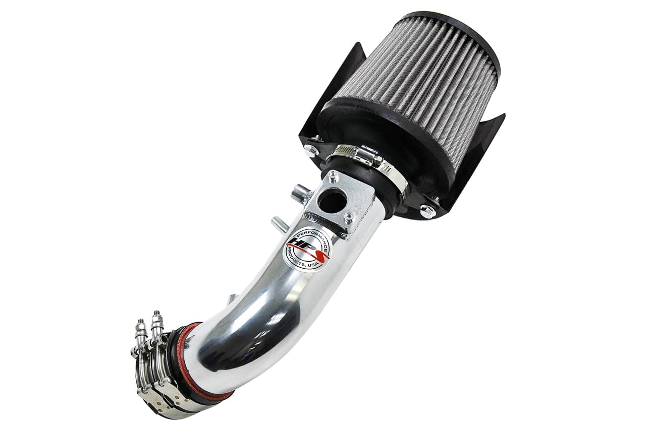 HPSPerformance Polish Shortram Air Intake Kit + Heat Shield Cool Ram Compatible for 2007-2009 Honda CR-V 2.4L, 827-588P