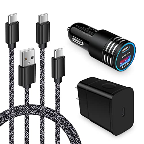 25W Type C Super Fast Samsung Charger Block for Samsung Galaxy A15 A14 5G S24 S23 Ultra/Plus S22 S21 FE S20 A13 A25 A23 A54 A34 A53 A32 Z Fold Flip 5 4,38W Car Adapter,3ft USB C Cable,6ft C to C Cord