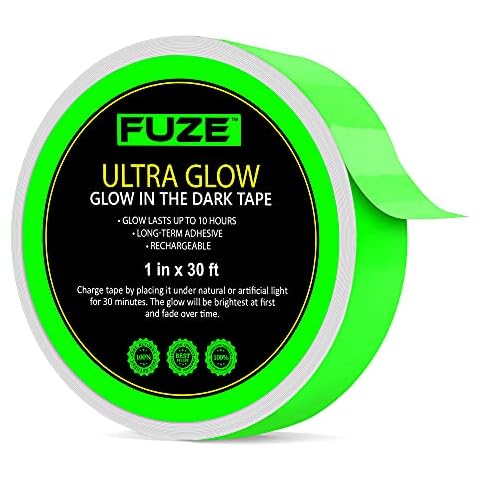 Lockport Glow in The Dark Tape - 30 Ft x 1 in - Bright - Rechargeable - Reflective - Glow Tape Glow in The Dark - Halloween Decoration, Night Decorations, and Home Marking Cover