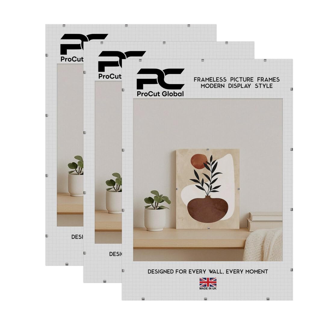Procut Global A1 Frameless Clip Picture Frames For Photos - Pack of 3