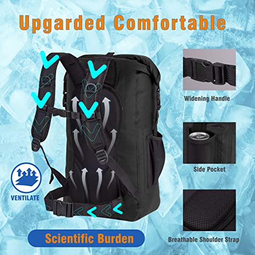 Iculbag Cooler Bags Insulated Leak Proof Soft Ice 36Cans Cooler Backpack Insulated Waterproof Leak Proof Travel Hiking Beach Camping Picnic Lunch Bags For Men Women For 12Hour Cooling Black #TOP3