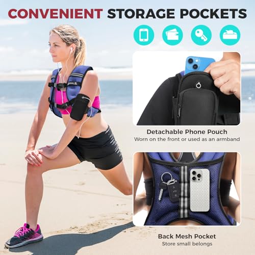 BAGAIL Comfort-Fit Weighted Vest for Woman, Even Weight Distribution, Faster Weight Loss, No-Chafe or Bounce for Walking & Running with Detachable Phone Pouch & Reflective Stripes (Available 5-30lbs) by BAGAIL - Image 5