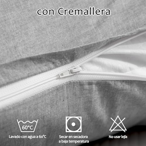 TOCOMOA Cushion Covers 50 x 70 cm, Set of 2 - 100% Cotton, Oeko-Tex Certified, Linen Look, Breathable, Light Grey Pillowcase With Zip - Image 4