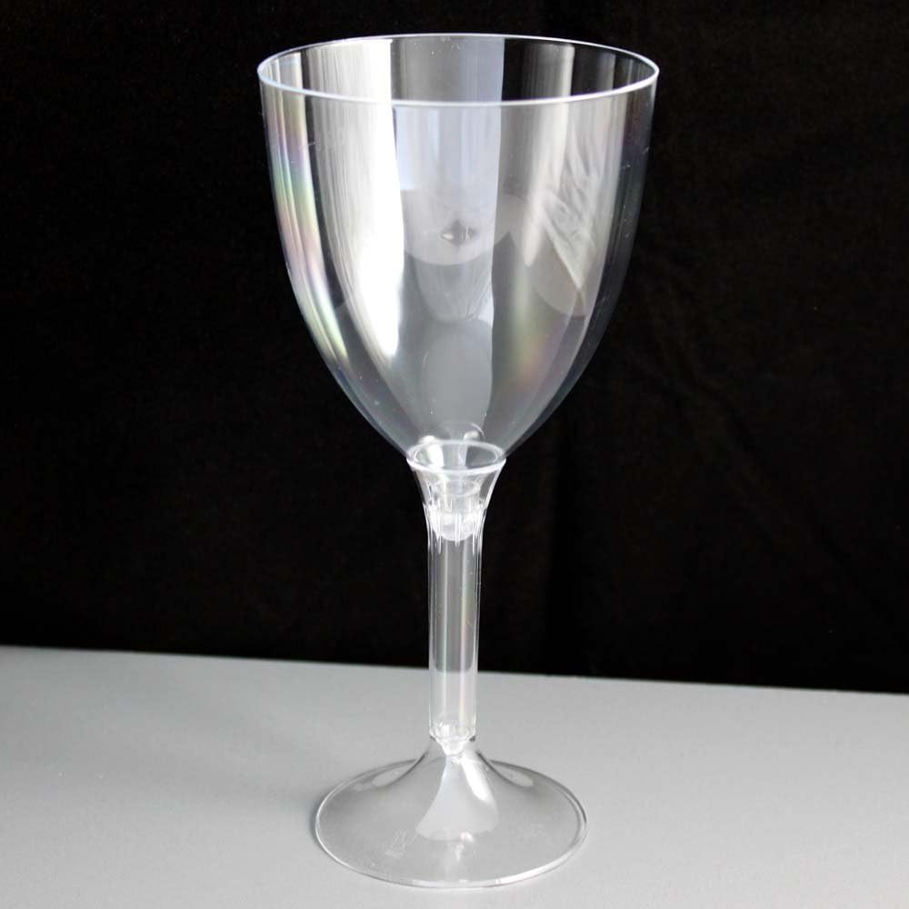 Large Disposable 2 Piece Plastic Wine Glass, Pack of 20