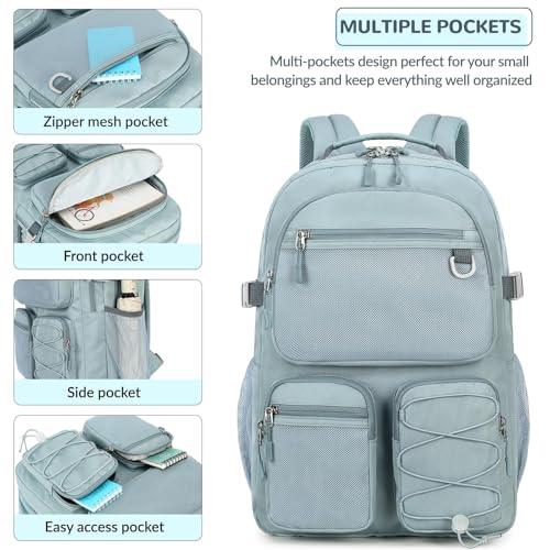 Image of Lohol Multi-Pocket Backpack for School College Travel, Heavy Duty Big Bookbag with 15.6 inch Laptop Compartment (Navy Geometry