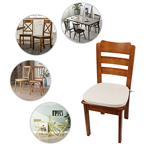 Takehanaus Chair Cushion With Ties For Dining Chairs Bedroom Chair Pads Thick Soft Seat Cushion Pads Non Slip Kitchen Dining Chair Pad 16.5"X 16",1 Pack-Light Beige #TOP1