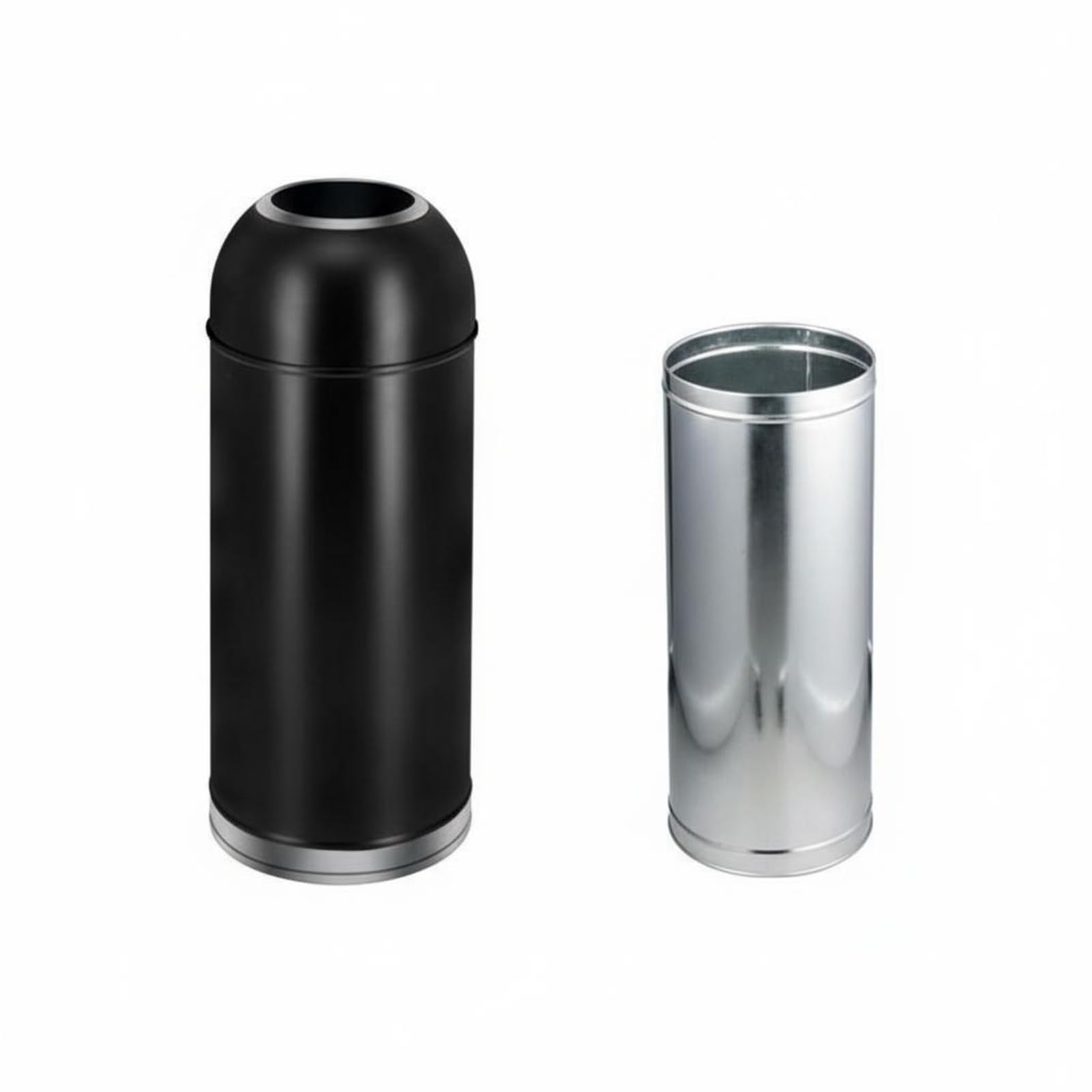 Open Top Trash Can, Large Capacity, Commercial Grade, Metal Black 25L-image-7
