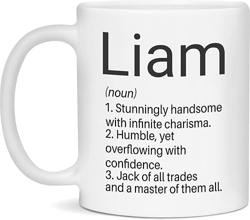 Liam - Taza con definición de nombre, tazas con nombre personalizado, tazas de café con significado de nombre, tazas de café con nombre, regalos