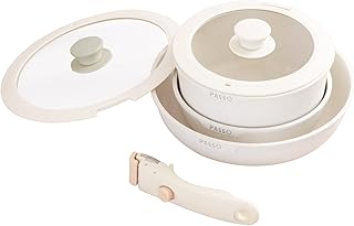 【頂点看板】フライパン セット ih 6点 IH~ガス火対応 取っ手が取れる ソースパン 蓋付き 簡単調理 お弁当 蓋 鍋 軽い キッチン用品 食器 調理器具 手入れ簡単 家庭用 子供 一 passo-set6