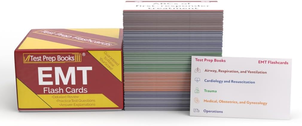 NREMT Exam Flashcards: EMT Flash Cards Study Guide and Practice Questions for the Emergency Medical Technician Exam [Full Color Cards]