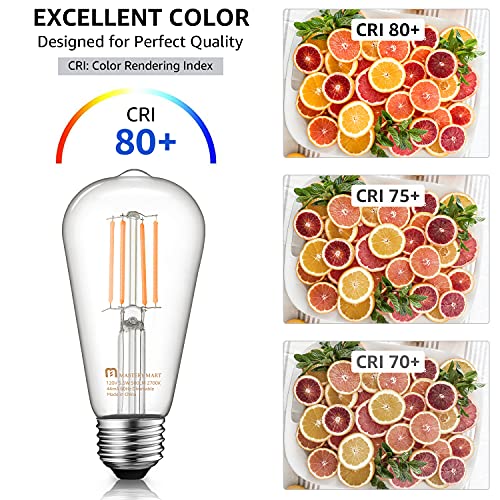 Mastery Mart Dimmable Vintage E26 Led Light Bulb, 2700K Soft White 5.5W (60 Watt Equivalent), Glass St21 Antique Edison Style, 500Lm, Decorative Filament Bulb, Ul And Energy Star, 10 Pack #TOP3
