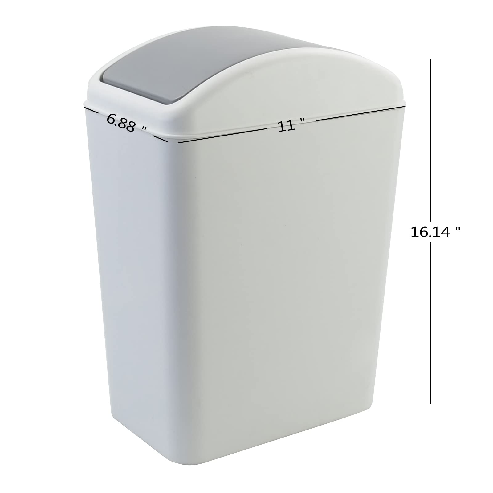 Bringer Poubelle de cuisine avec couvercle basculant en plastique, gris 14 l