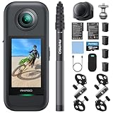 AKASO 360 Camera Motorcycle Combo, 360° Action Camera with 5.7K 360° Video, 72MP Photo, SuperSmooth Stabilization, Horizon Lock, AI Tracking, Invisible Selfie Stick, Touchscreen, 128GB microSD Card