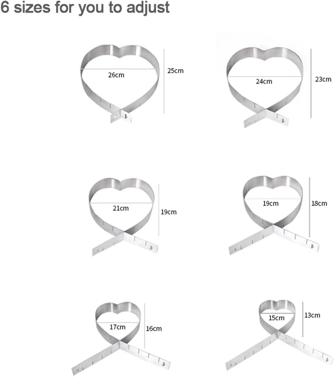 6-12 Inch Lover Heart Cake Mold Mousse Ring Adjustable 3D Collar Surround Film Stainless Steel Baking Tool for Baking