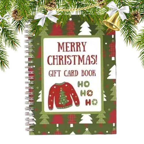 Qkbuza Libros De Tarjetas Regalo Navidad - Cuadernillo De Felicitaciones Navidad | Organizador de álbum de tarjetas de felicitación - Tarjetas Para Hombres Jóvenes Mujeres Hija Y Familia