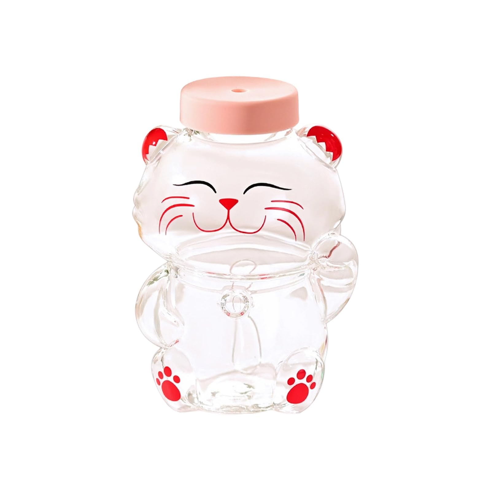 Taza de cristal fácil de usar, adorable forma de oso, a prueba de derrames, construcción resistente para bebidas frías y calientes, adorable diseño de oso, tapa a prueba de fugas, segura