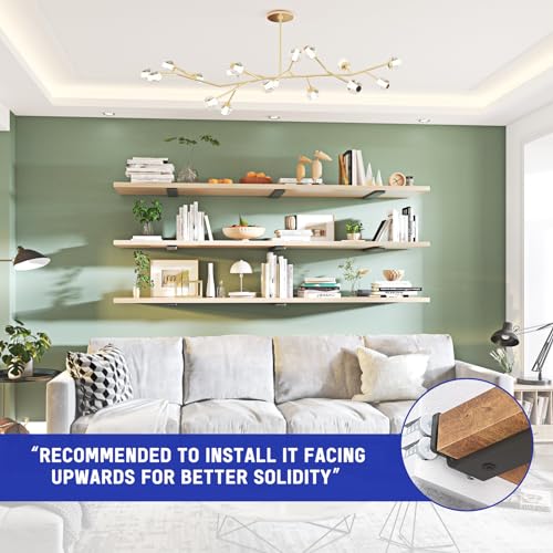 Image of WELDUN 6 Pack Floating Shelf Brackets 10 Inch, Heavy Duty Metal L Brackets for Shelves Support Wall Hanging