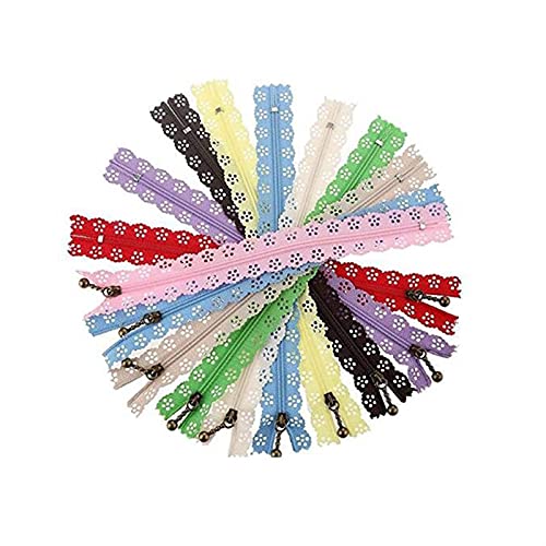 Lfang-Cremalleras 10 unids 20 cm Colores aleatorios de encaje Cierre de cremallera Clavería de artesanía invisible Nylon Cremalleras Taesor Accesorios de costura, Duradero en uso