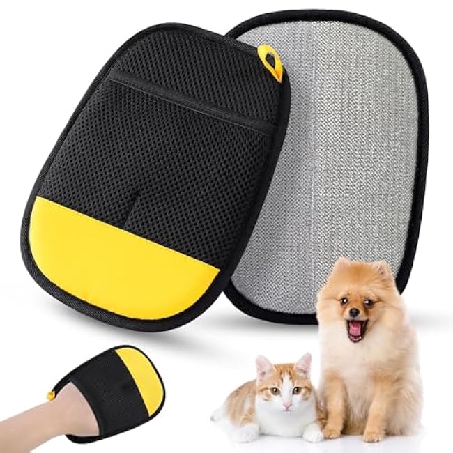 SAWMONG 2Pcs Pet Hair Removal Glove, Fan-Shaped Pet Hair Remover Glove Newly Upgraded, Removing Shed Pet Hair from Dogs & Cat, Reusable Pet Hair Removal Tool for Couch,Furniture, Carpet, Clothes-RqI11NGo