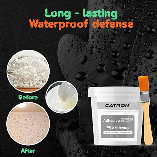 Image of Catron Transparent Waterproof Glue for Leakage, Epoxy Resin floor paint, Crack Seal Waterproofing Agent for Roof, Walls, Tiles Solution, Indoor and Outdoor Pro Strong Adhesive Sealant (1 Kg /Litre)