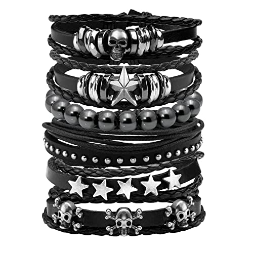 Pulsera de cuero punk gótica unisex ajustable miniatura 1