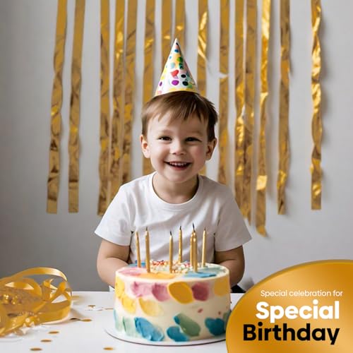 Image of 6 Gold Streamers, 492ft Pack of Crepe Paper Party Decorations | Each roll is 82 ft long and 1.8 Inch wide ideal for Birthday Party Decor, Wedding Decorations and Summer Parties