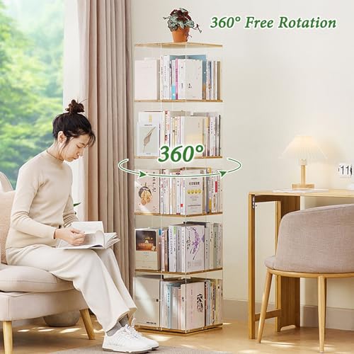 Estantería giratoria 360 de madera y acrílico transparente para libros 3