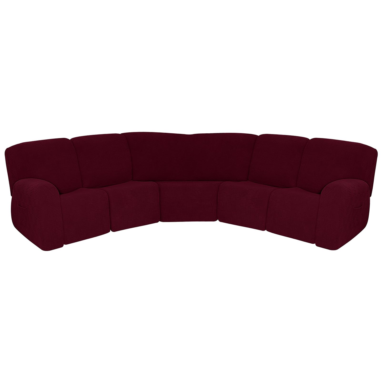 HYPIQQ L Shape Sectional Recliner Sofa Covers 5 Seat 7 Piece Stretch Reclining Couch Covers for Reclining L Shape Sofa Furniture Protector Cover,Wine,5 Seat