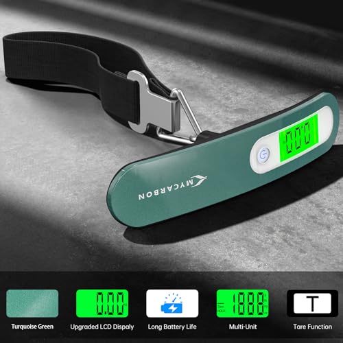 MYCARBON Luggage Scale Portable Digital Weight Scale for Travel Suitcase with Tare Function 110 Lb/ 50Kg Capacity (Green) - Image 4