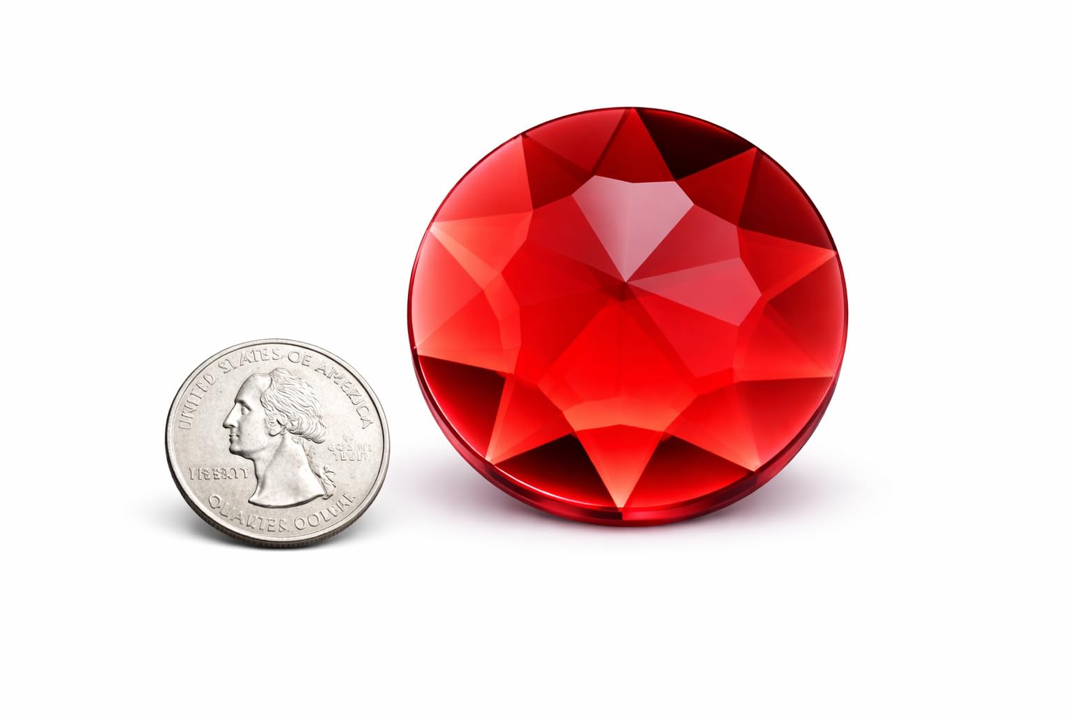 50mm Extra Large Flat Back Round Acrylic Rhinestones Plastic Circle Gems for Costume Making Cosplay Jewels Pro Grade Embelishments - 4 Pieces (Red Ruby H103)