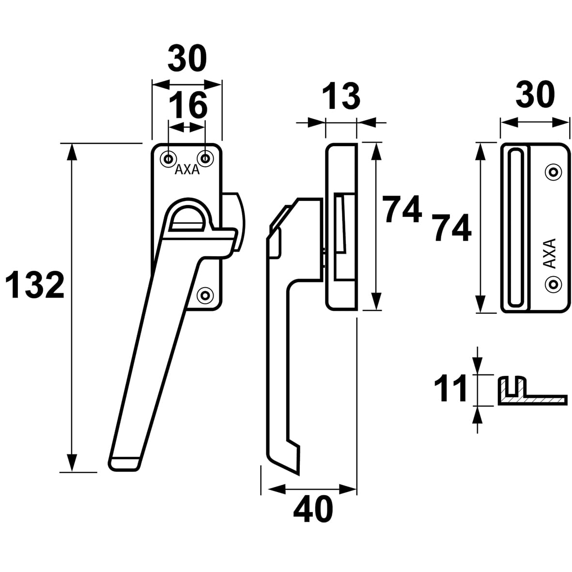AXA Fenstergriffe 2er set - 3308 - Fenstersicherung - Links drehend