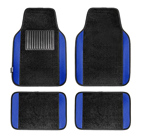 Image of FH Group Automotive Floor Mats - Universal Fit Premium Carpet Car Mats with Driver Heel Pad, Full Set for Cars, SUVs & Trucks - Blue