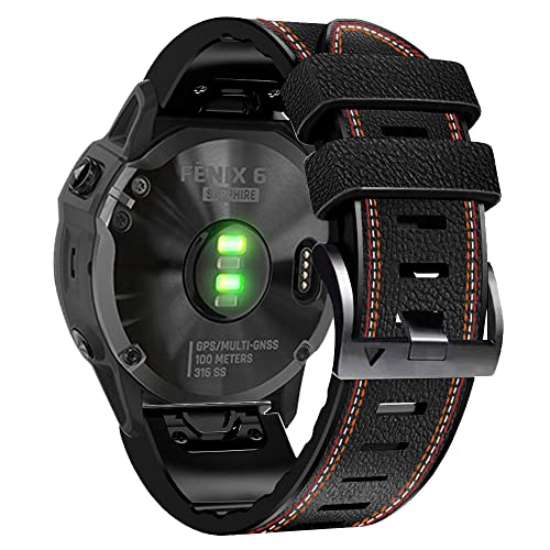 Fleshy Leaf 22mm Tricolor Band Bracelet Strap Compatible for Garmin Fenix 7,Fenix 6,Fenix 6 Pro,Fenix 5,Fenix 5 Plus,Approach S60 S62,Forerunner 935 945,Quick Release Strap Wristband (black) - Image 3