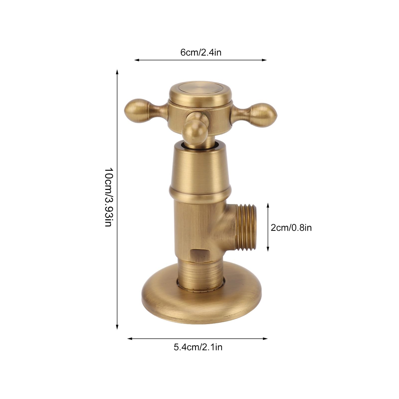 Válvula de cierre de ángulo de latón macizo, válvula triangular retro engrosada, fría y caliente, válvula de cierre de agua a prueba de explosiones para lavabo de lavandería de (Antique)